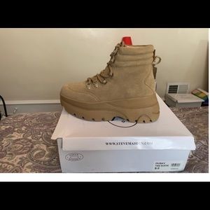 Steve Madden Husky Tan Suede Combat Boots